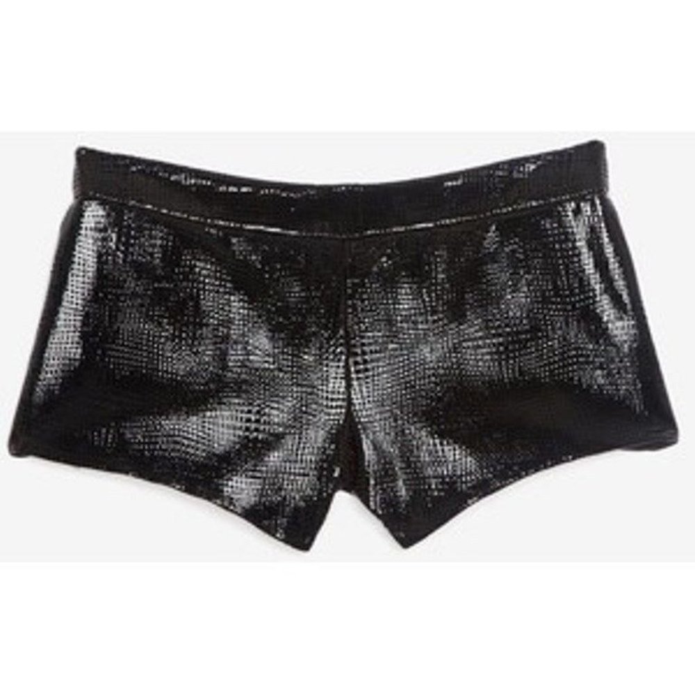 $540 MASON x Michelle Mason Laser LEATHER Ponte Shorts Black ( 6 )
